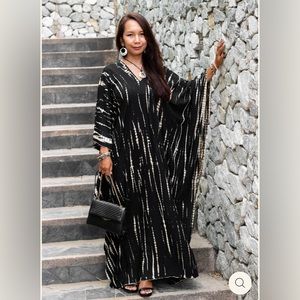 Maxi Kaftan Dress Tie Dye Black